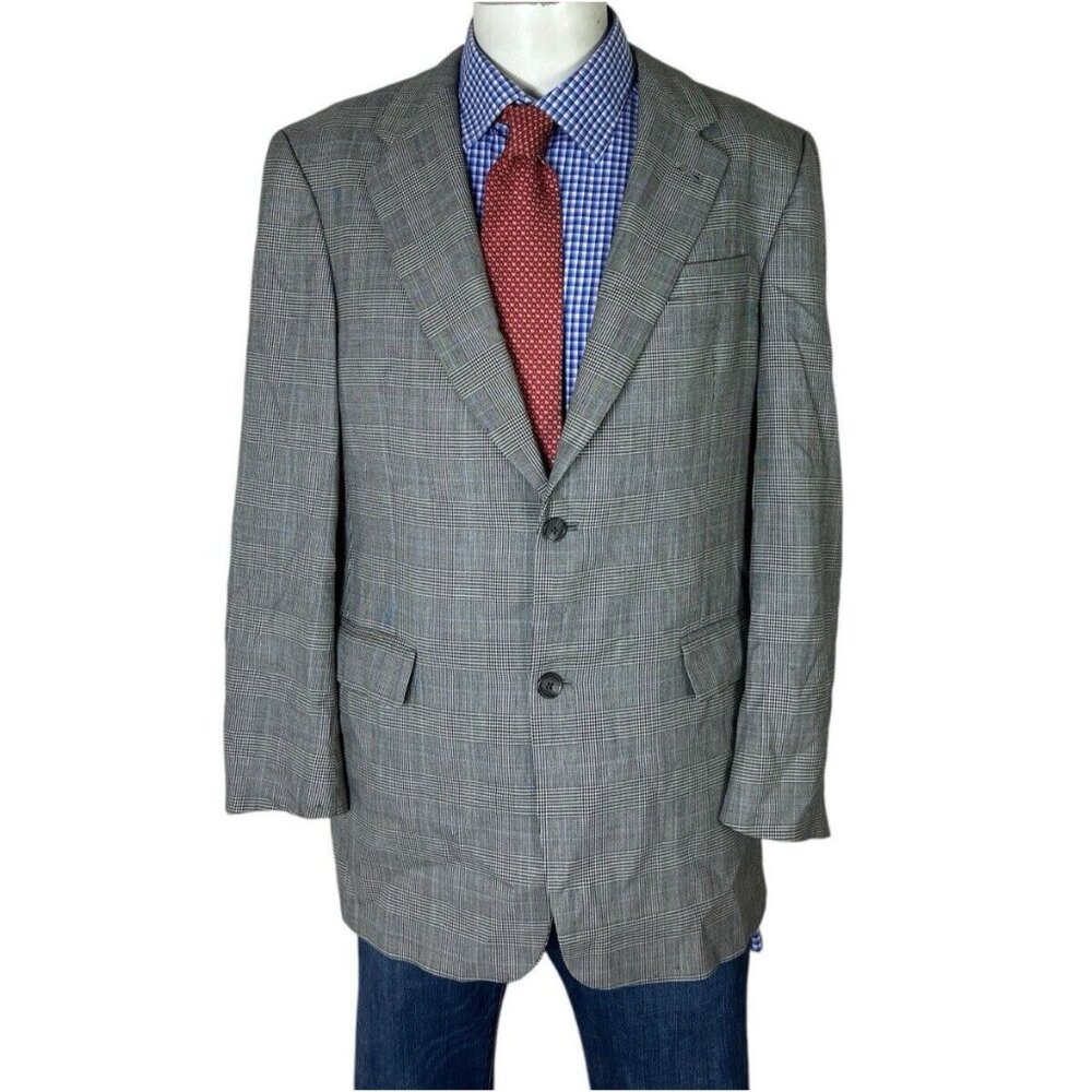 Austin Reed Sport Coat Jacket 2 button Gray Glen Plaid Men's 39R Nice